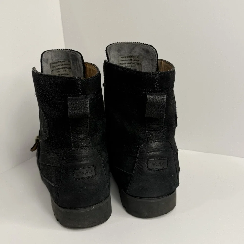 2019 Ranger Gold Thread/Buckle POLO Ralph Lauren Black Grain Leather Boots Sz 11